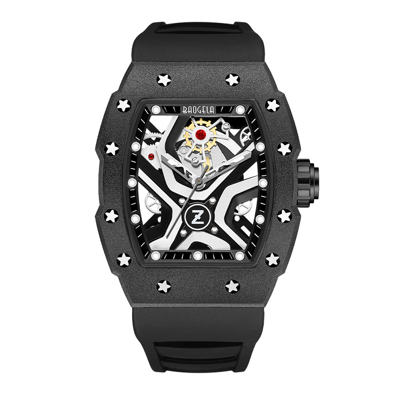 Baogela Top Brand Watches for Men Fashion Sport กันน้ำเครื่องจักรกลลมดู 50 บาร์สแตนเลสไม่เป็นทางการนาฬิกาญี่ปุ่น Reloj Hombre 4143