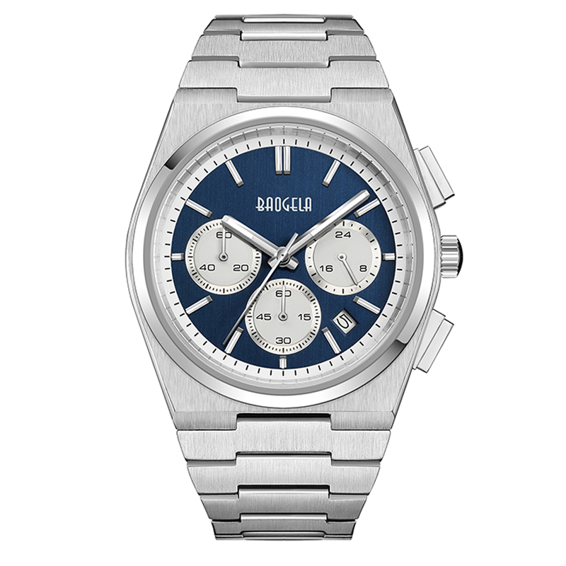 Baogela Top Brand Watches for Men แฟชั่นโครโนกราฟกีฬากันน้ำควอทซ์ดู 50TM สแตนเลสนาฬิกาแบบสบาย ๆ Reloj Hombre 22803
