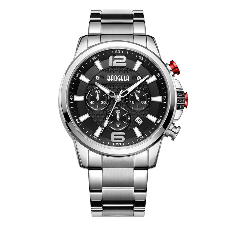 Baogela Watches for Men ใหม่โครโนกราฟควอตซ์ดูความหรูหราสแตนเลสสตีลนาฬิกาข้อมือ Relogios Masculino часымжские 22706