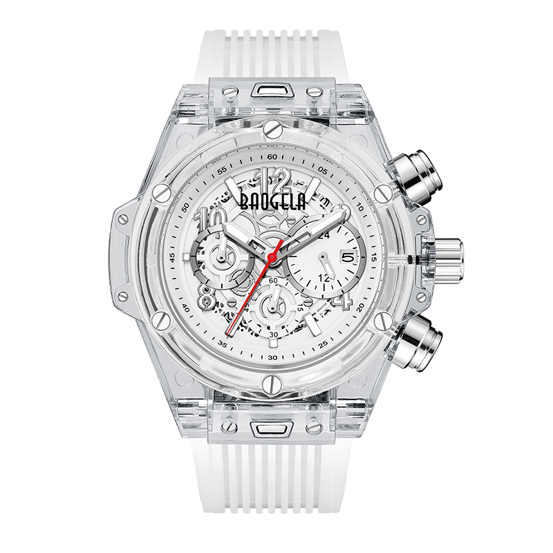 แบรนด์ Baogela เต็มรูปแบบดูหรูหราบุรุษดูแฟชั่นกีฬา Reloj Creative Men Women โครโนกราฟ Quartz Watch 20013