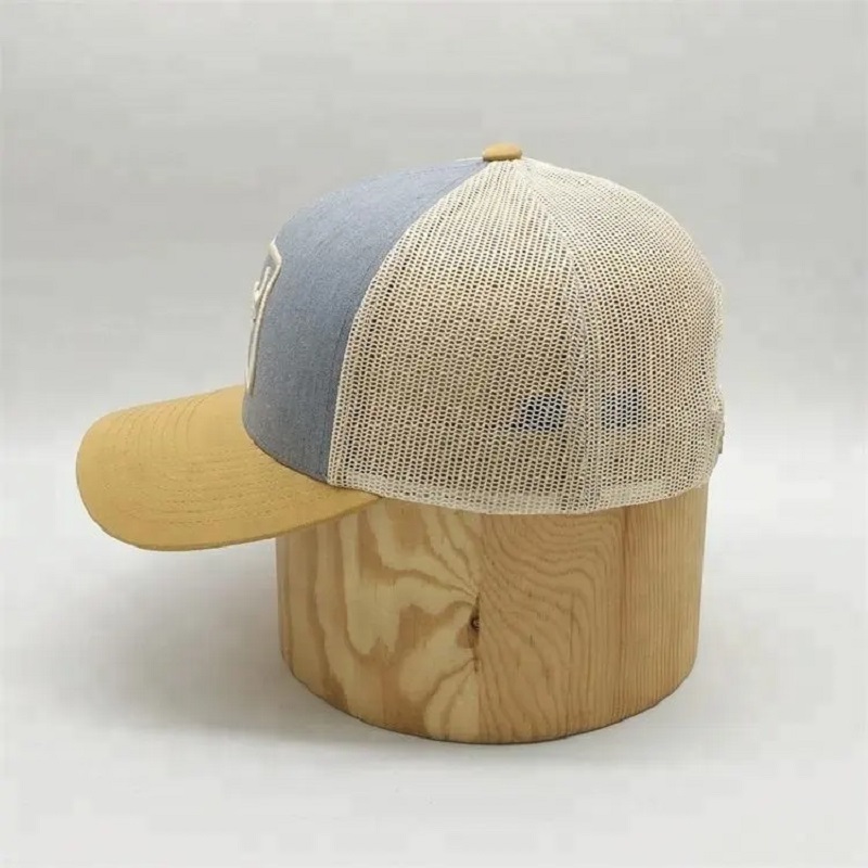 OEM Custom 6 Panel Pre Curved Brim Mesh Snap Hats Sports Hats, Gorras รถบรรทุกขายส่ง, Cap Trucker โลโก้ปัก 3D