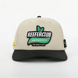 OEM Custom 5 แผงโค้งเบสบอลผ้าฝ้ายปีกกว้าง, Gorras สปอร์ตโปรไฟล์, โลโก้ปักปัก 3 มิติ