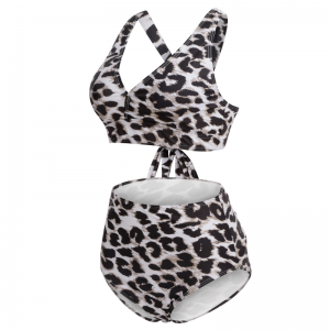 สายรัดพิมพ์เสือดาวบวกชุดว่ายน้ำขนาด