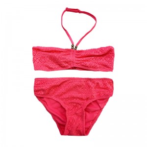 Halterneck Lace สองชิ้นสำหรับเด็กชุดว่ายน้ำ