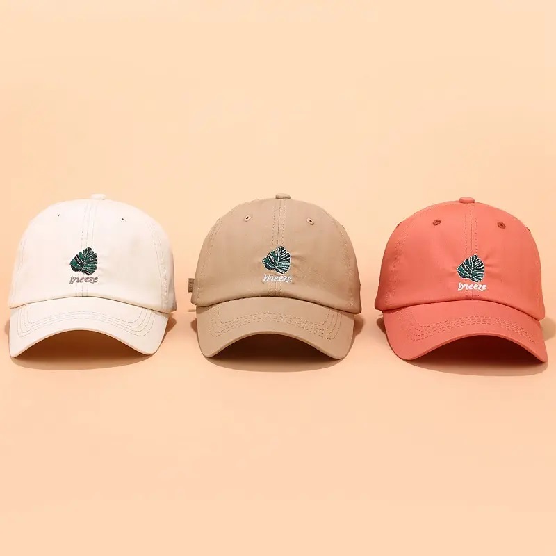Cotton Custom 6 Panel Hat พ่อ, โลโก้ปักหมวกพ่อที่ไม่มีโครงสร้างกำหนดเอง