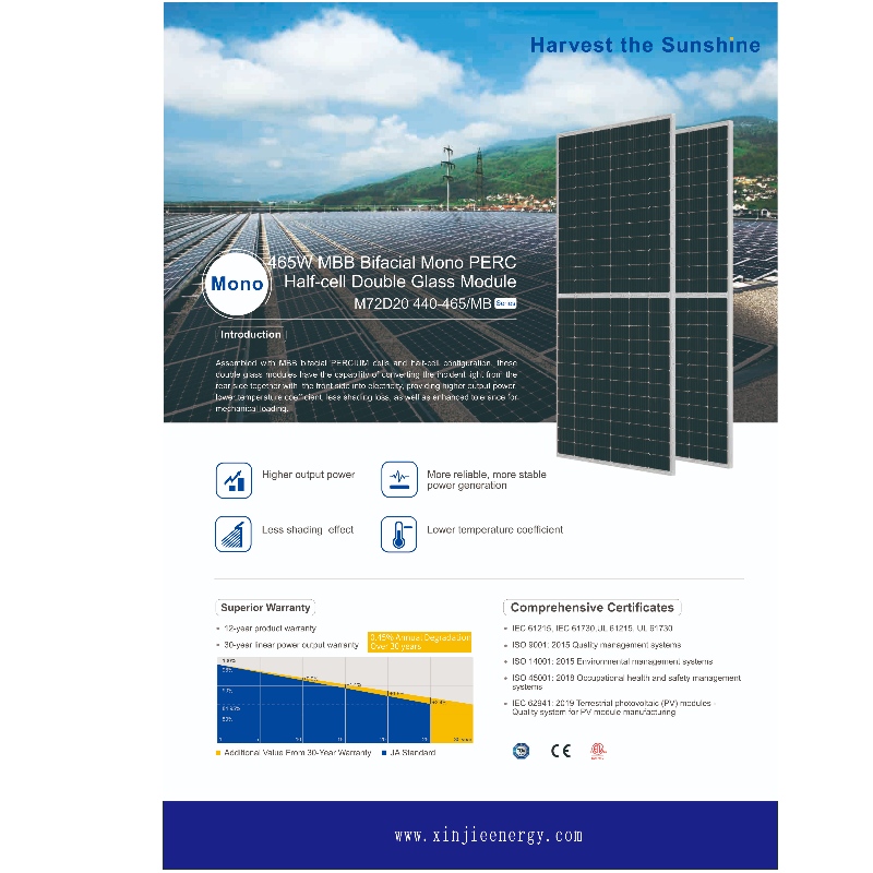 ประสิทธิภาพสูง 465 W Photovoltaic Solar Module Panel System Sale Online Sale