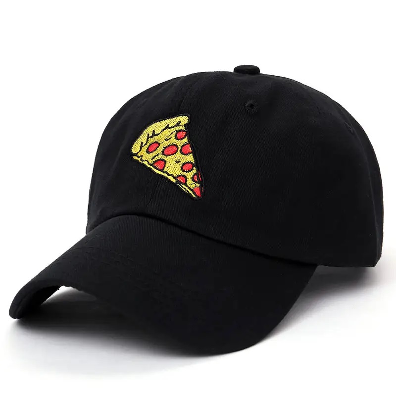 New Pizza Embroidery Dad Cap Trucker Cotton Hat for Women ผู้ชายปรับขนาดเบสบอลหมวกกีฬากลางแจ้ง