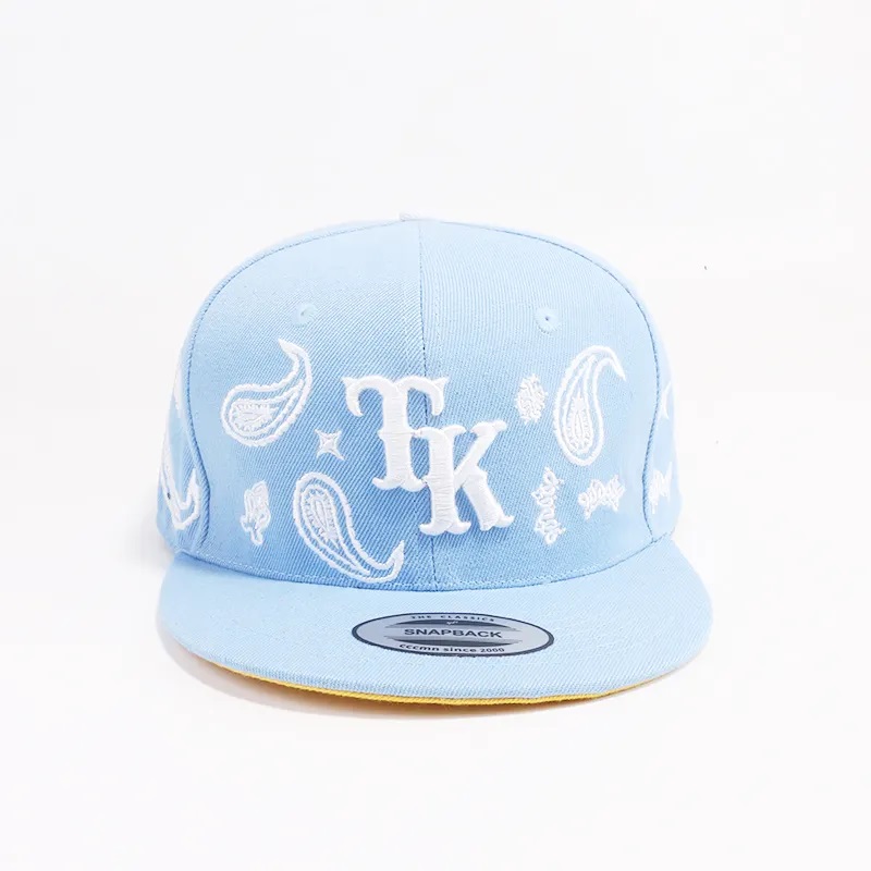 Wholesale Black Custom Made Snapback Hats 100% Acrylic Hip Hop หมวกหมวกปักหมวกแบน