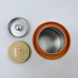 กล่องบรรจุหีบห่อ Tinplate Round Caddy Candy Snack Box Tin