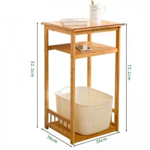 2 ชั้นที่ปรับแต่งได้ไม้ไผ่ไม้จัดเก็บด้านข้างขายืน