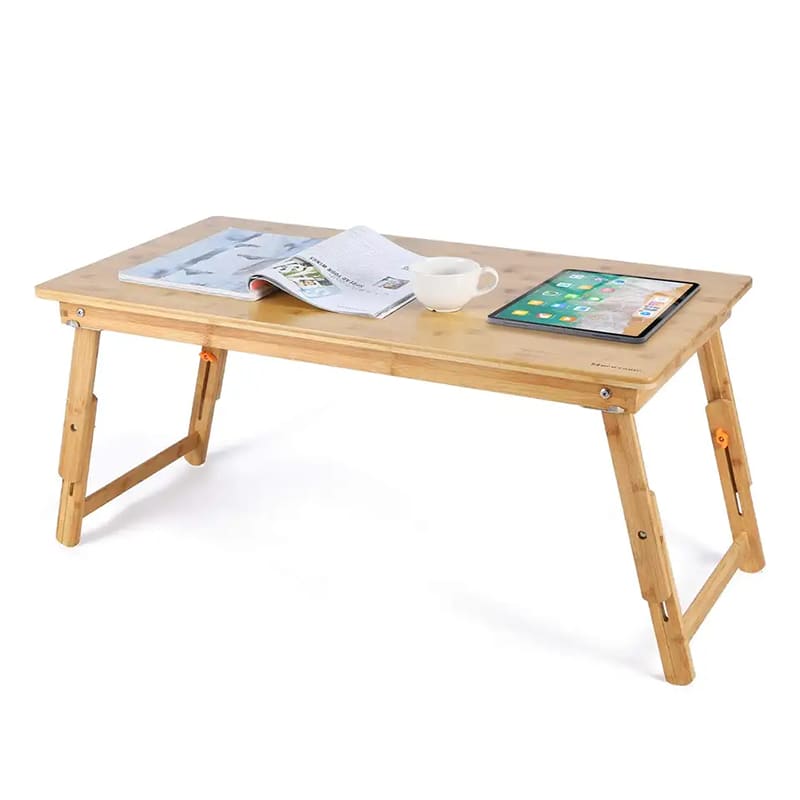 โต๊ะปลายไม้ไผ่โต๊ะขนาดใหญ่โต๊ะตั้งโต๊ะโต๊ะสำหรับอาหารเช้าให้บริการถาดพร้อมขาพับโต๊ะกาแฟต่ำปรับได้