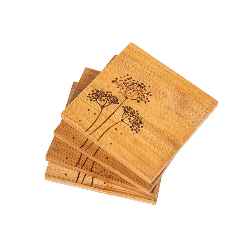 Eco Bamboo Hand Hand Craft Non Slip Beer Coaster 4 Set