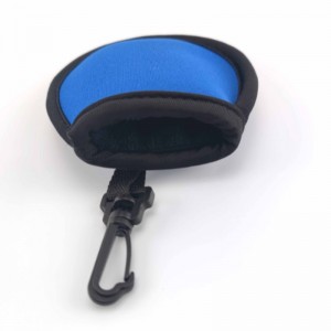 กันน้ำสีดำ Neoprene Golf Golf Washer Pouch Golf Ball Cleaning Pouch กระเป๋าทำความสะอาดพร้อมคลิป