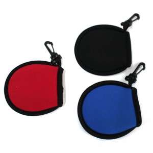 กันน้ำสีดำ Neoprene Golf Golf Washer Pouch Golf Ball Cleaning Pouch กระเป๋าทำความสะอาดพร้อมคลิป
