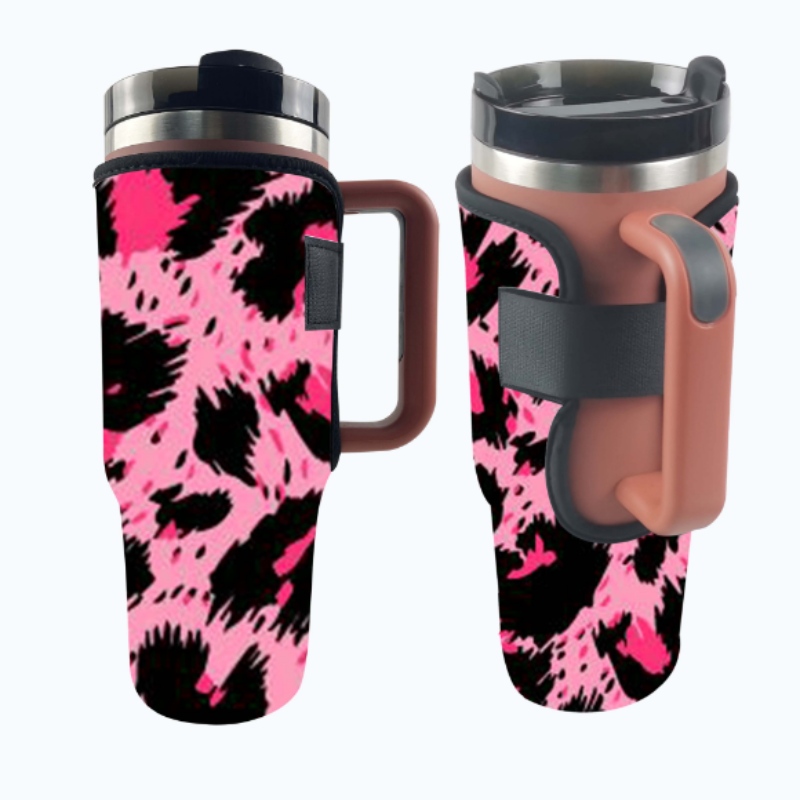 การระเหิดที่กำหนดเองพิมพ์ Leopard Cow Print Neoprene Tumbler ที่วางไว้สำหรับถ้วย 40 ออนซ์