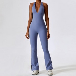 sc1077 ผู้หญิง v คอ backless one piece jumpsuits ยิม romper spandex bodysuit bodysuit sexy spandex