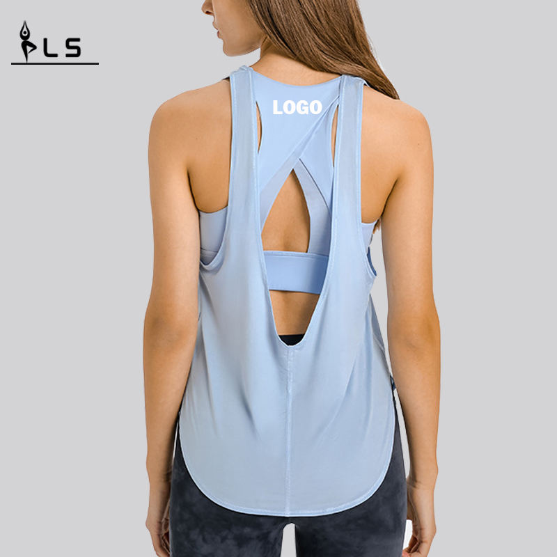 SC102512 Spring Fashion Fashion Loose Hollow Workout Tops Yoga Women \\ S Tank Top Womens Yoga Tank Tank Top ด้านบนเปิดด้านหลัง