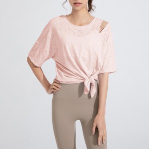 SC10262 เสื้อยืดหลวม ๆ ออกกำลังกายแบบสบาย ๆ โยคะแขนสั้นเสื้อยืดโยคะเสื้อยืดออกกำลังกาย