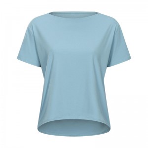 SC10266 โลโก้แบบกำหนดเองเสื้อโยคะเสื้อเชิ้ตคัตเอาท์ออกกำลังกายเสื้อสวมหัวโยคะเสื้อเชิ้ตแขนสั้นกีฬาโยคะออกกำลังกายหลวมเสื้อ...