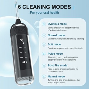 Oral Irrigator Portable Dental Water Flosser IPX7 กันน้ำได้ 6 โหมดทำความสะอาดฟัน 180 มล.