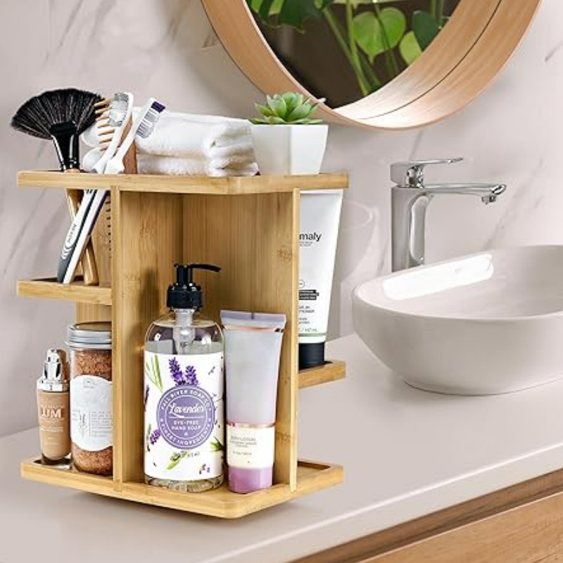 Sorbus 360 ° Makeup Organizer - ไม้ไผ่ทำขึ้นได้