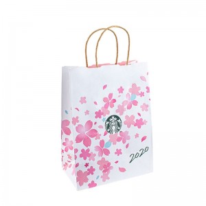 รีไซเคิลสีขาวดำรีไซเคิลอาหารบรรจุภัณฑ์หัตถกรรมกระเป๋ากระดาษร้านขายสินค้าช็อปปิ้งสีน้ำตาลคราฟท์กระเป๋ากระดาษพร้อมที่จับ