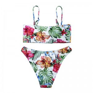 ความสะดวกสบายแบบสบาย ๆ สไตล์ชาติพันธุ์พิมพ์ว่ายน้ำสองชิ้นชุดว่ายน้ำ