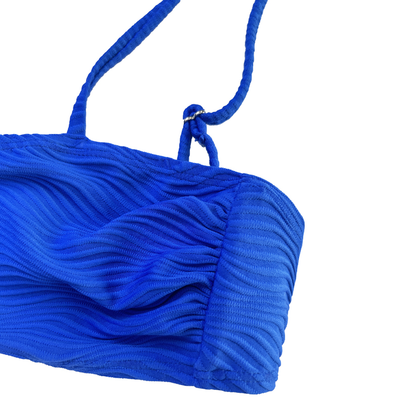 ชุดว่ายน้ำแบบแยกผ้าแบบพิเศษจีบสีน้ำเงิน