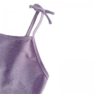 เด็กสีม่วงเชือกแขวนคอลวดเงินพื้นฐานชุดว่ายน้ำชิ้นเดียวชิ้นเดียว