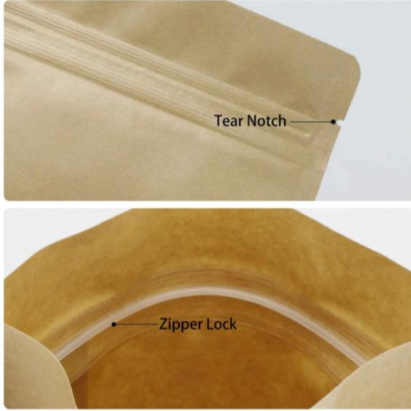 stand up zipper สีน้ำตาล kraft กระดาษ ziplock ziplock ความร้อนปิดผนึกอาหารที่เก็บอาหาร doypack packaging กระเป๋ากระเป๋าที่มีหน้าต่างใส