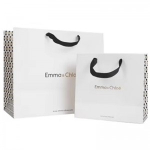 พิมพ์ถุงช้อปปิ้งรีไซเคิลขนาดเล็กหรูหราถุงกระดาษพร้อมชื่อธุรกิจสำหรับบรรจุภัณฑ์เครื่องประดับพร้อมที่จับ