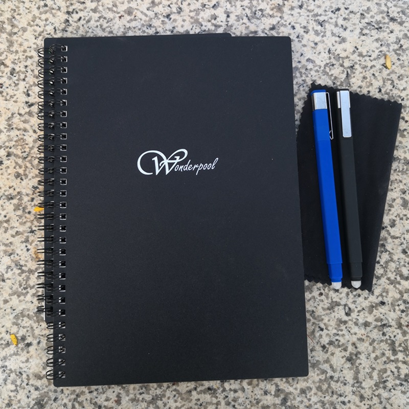 สมุดบันทึกเกลียวที่ใช้ซ้ำได้ -Wirebound Black Hardcover Writing Journals Recyclability Journals