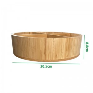 ถาดจัดเก็บออแกไนเซอร์ถาดหมุนไม้ไผ่