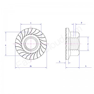 น็อตหน้าแปลนหกเหลี่ยมพร้อมฟันปลา