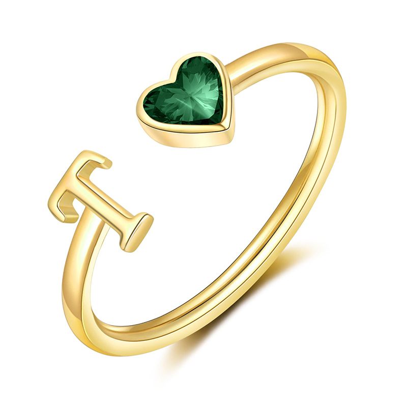 Hongde เริ่มต้นแหวนผู้หญิง 14KGold ชุบ Birthstone แหวน,ปรับขนาด5-10