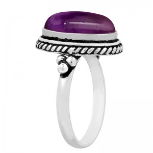 Hongde Mystic Amethyst แหวนเงินแท้ 925 Handmade Statement แหวน Southwest Bohemian Birthstone แหวนเครื่องประดับ