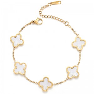 ทองฮงเต๋อ 18K-ผู้ชายชุบ\\และผู้หญิง\\สร้อยข้อมือนำโชคใบโคลเวอร์สี่ใบ