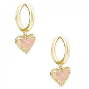 Blush Heart Charm Hoop ต่างหู Heart Huggie ต่างหูผู้หญิง, แฟชั่นเครื่องประดับ