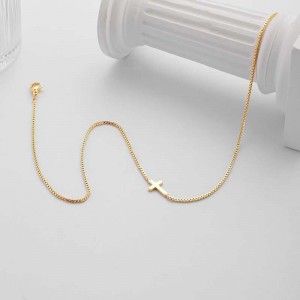 สร้อยคอข้ามสำหรับผู้หญิง 14K จริงชุบเงินทอง Dainty ไม้กางเขนขนาดเล็กจี้เค้นคอที่เรียบง่ายอินเทรนด์น่ารักข้ามเสน่ห์สร้อยคอโซ่ศ...