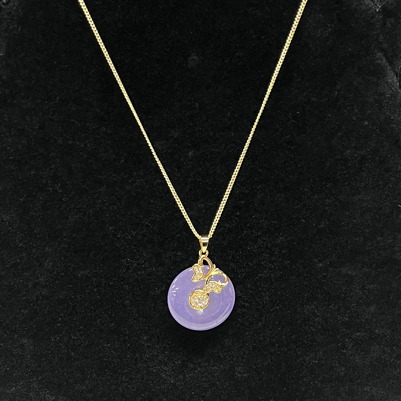 Lavender Serenity Jade และ Gold Cherry Blossom Blossom Stechlace กับลูกบาศก์เซอร์โคเนีย