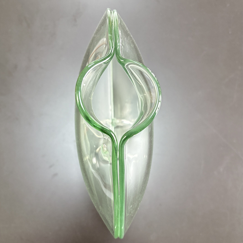 Zhongtai Stainless Steel Fish รูปทรงโค้งโค้งสูงรอบสูง-แจกันโปร่งใสพร้อมฐานโลหะ 23 ซม. สำหรับการจัดดอกไม้